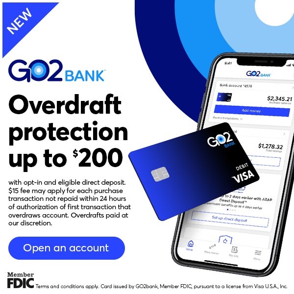 GO2BANK mobile app with debit card
